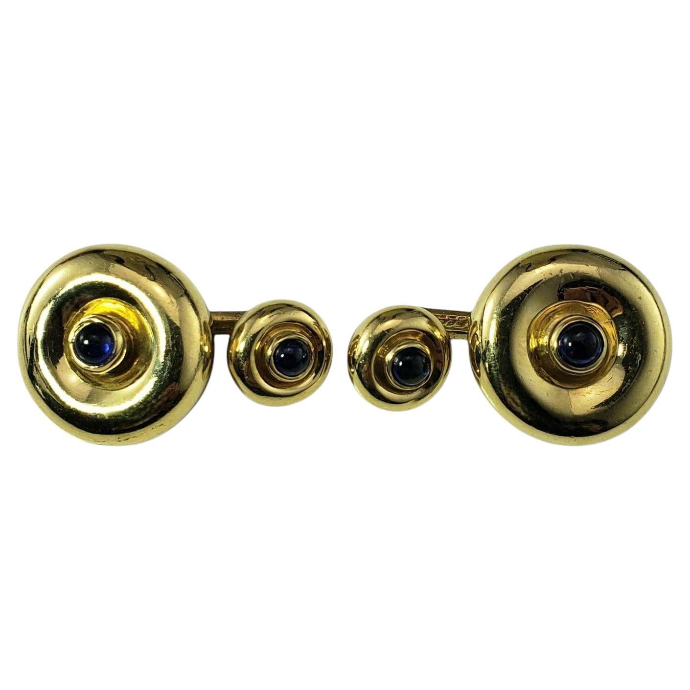 Cartier 18 Karat Yellow Gold and Cabochon Sapphire Cufflinks #21242