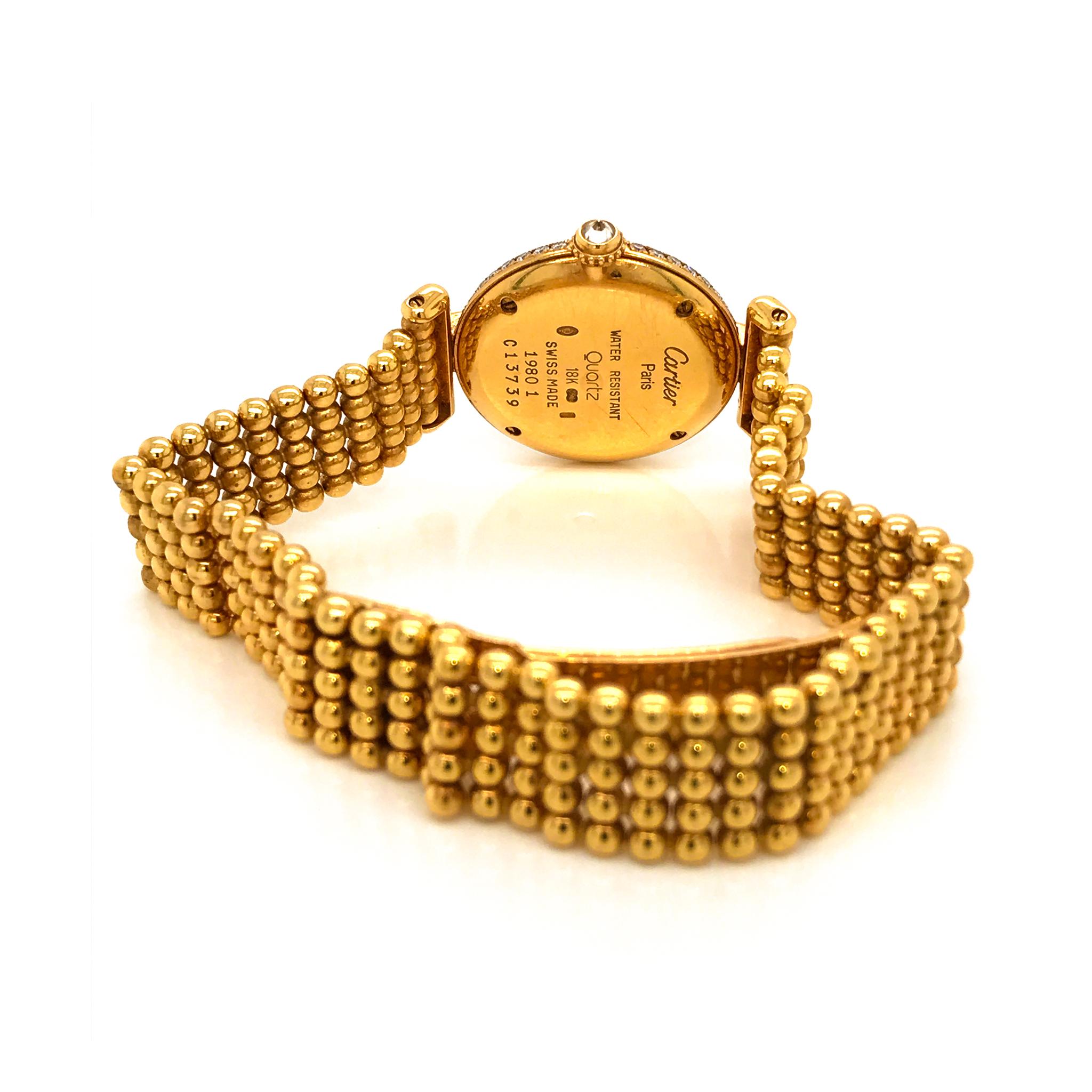 METAL: 18k Yellow Gold
CASE DIAMETER: 24mm
MOVEMENT TYPE: Quartz
BRACELET SIZE: 14.50cm
WATER RESISTANCE: 30 meters