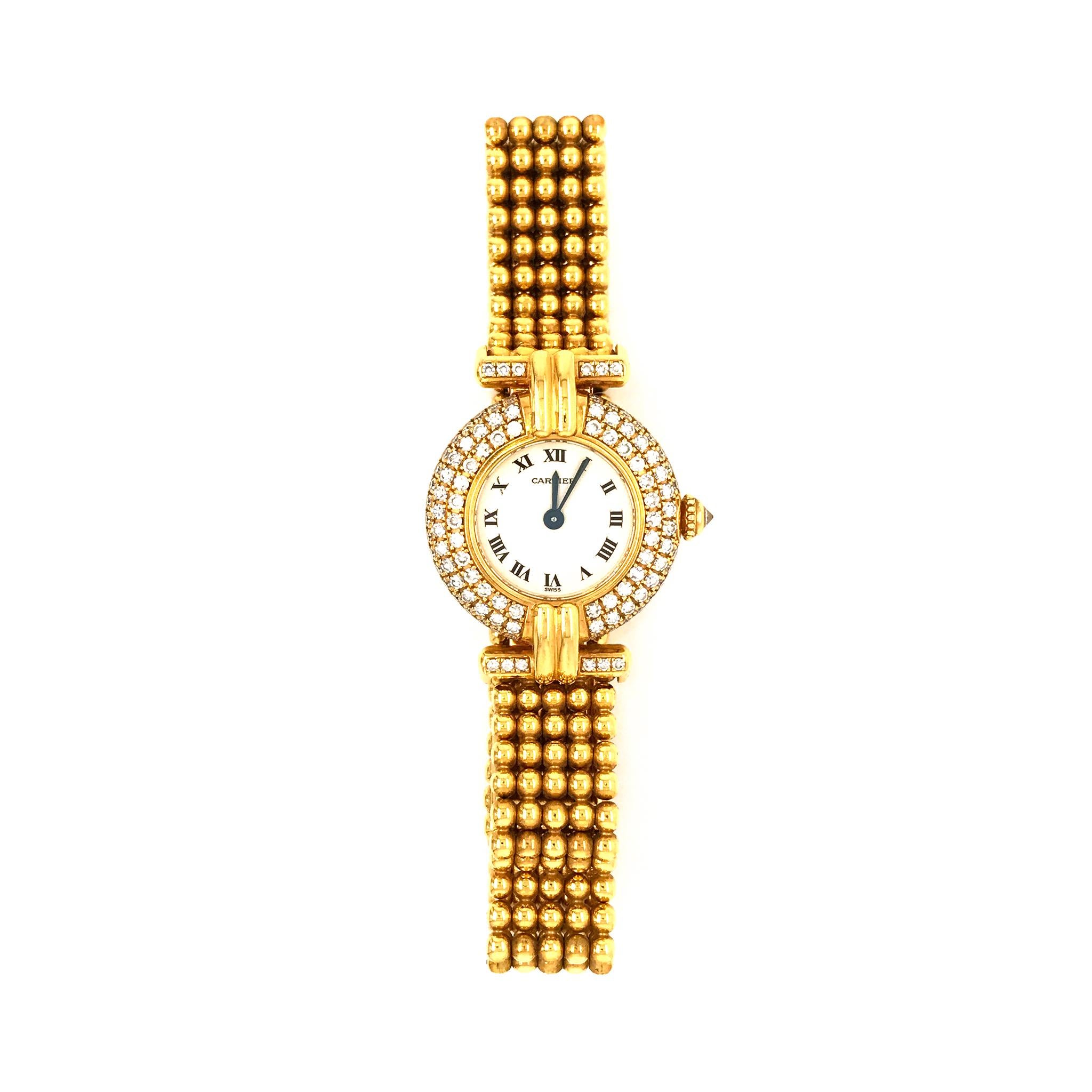 Cartier 18 Karat Yellow Gold and Diamond Colisee Women's Watch In Excellent Condition In New York, NY