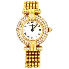 Antique Cartier 18 Karat Yellow Gold and Diamond Colisee Women's Watch