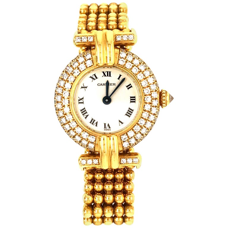 Cartier 18 Karat Yellow Gold and Diamond Colisee Women's Watch at 1stDibs
