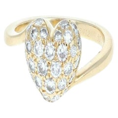 Vintage Cartier 18 Karat Yellow Gold and Diamond Heart Ring