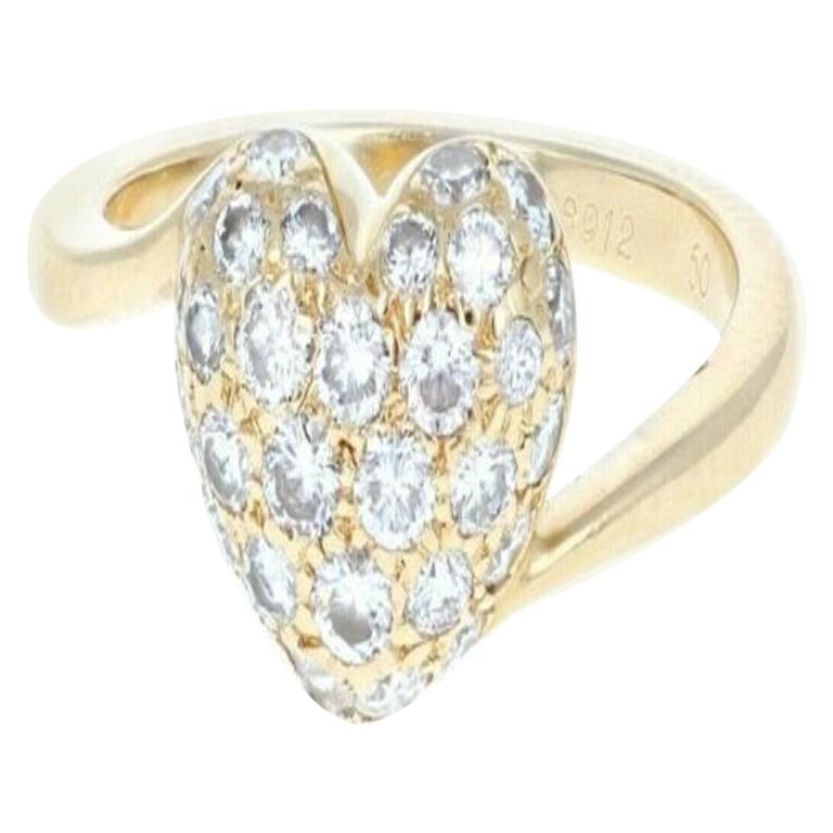 Cartier 18 Karat Yellow Gold and Diamond Heart Ring at 1stDibs ...