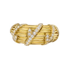 Cartier 18 Karat Yellow Gold and Diamond Vine Ring