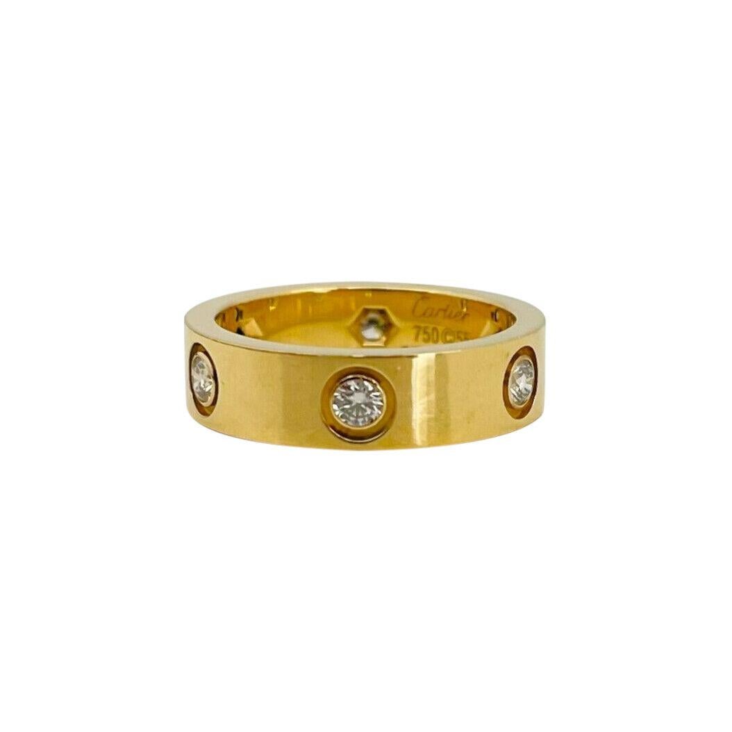 Cartier: 18 Karat Gelbgold Love Band-Ring mit sechs Diamanten im Zustand „Gut“ im Angebot in Guilford, CT