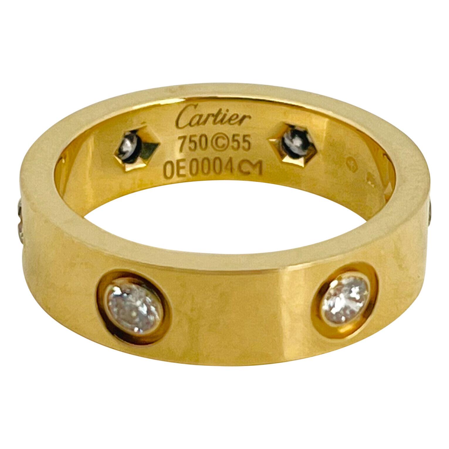 Cartier: 18 Karat Gelbgold Love Band-Ring mit sechs Diamanten für Damen oder Herren im Angebot