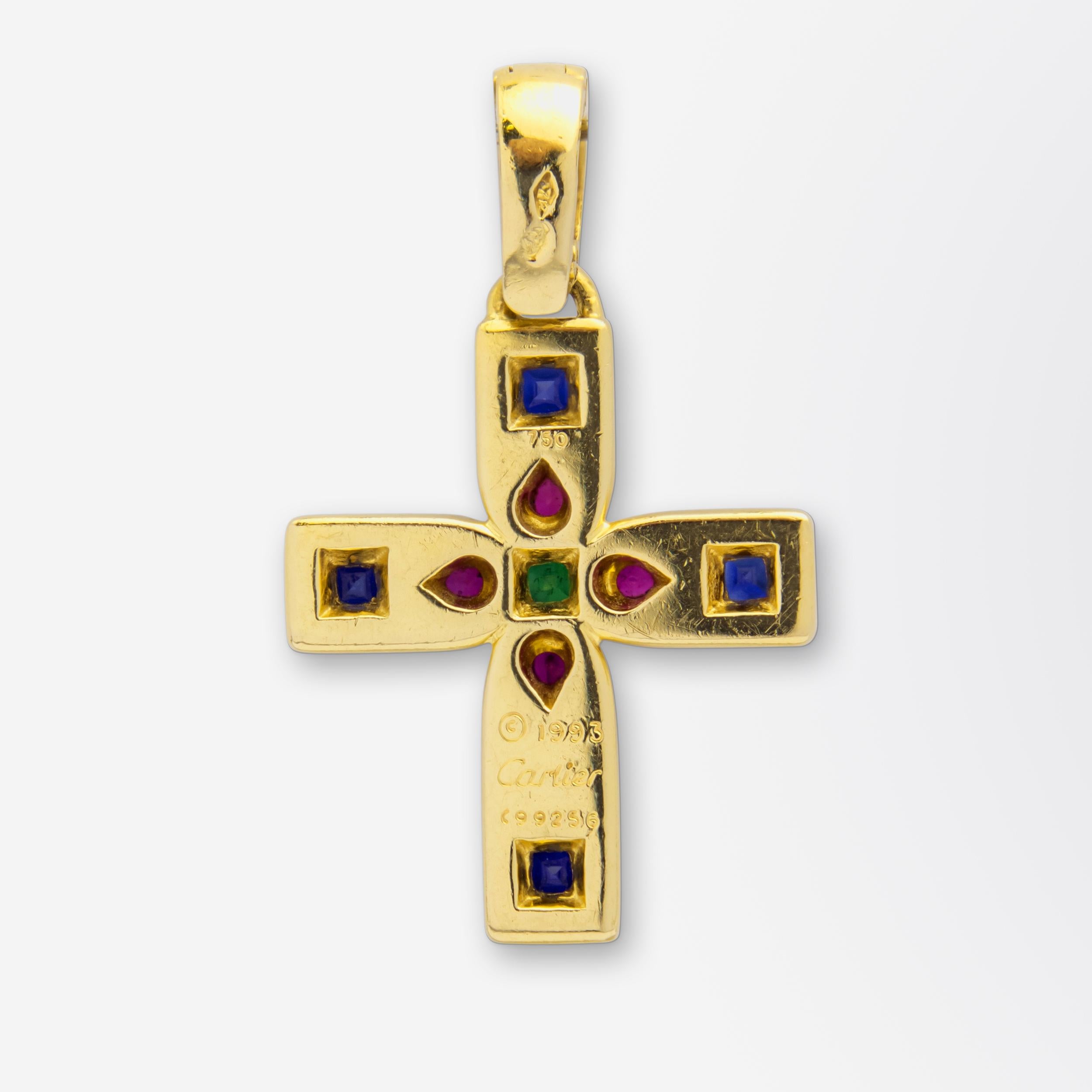 Modern Cartier 18 Karat Yellow Gold Byzantine Cross