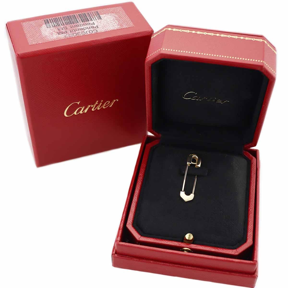 Cartier 18 Karat Yellow Gold C Entrelaces Motive Safety Pin Brooch Clip In Good Condition In Tokyo, JP