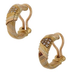 Cartier 18 Karat Yellow Gold Clip on Hoop Earrings