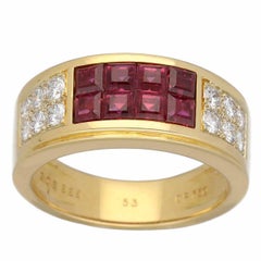 Cartier Diabolo Diamond Mystery Invisible Set Ruby K18 Yellow Gold Ring US 6.5