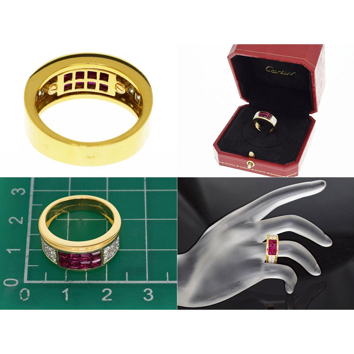 Cartier 18 Karat Yellow Gold Diabolo Diamond Mystery Invisible Set Ruby Ring For Sale 1