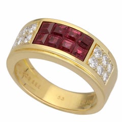 Cartier Diabolo Diamond Mystery Invisible Set Ruby K18 Yellow Gold Ring US 6.5