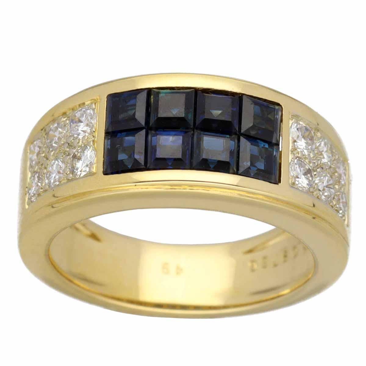 Brand:Cartier 
Name:Diabolo Invisible Set Blue Sapphire Diamond Ring
Material :12P Diamond, 8P Blue Sapphire, 750 K18 YG Yellow Gold
Comes with:Cartier box, case, Cartier repair certificate (May 2019)
Ring Size:British & Australian:J 1/2  /   US &