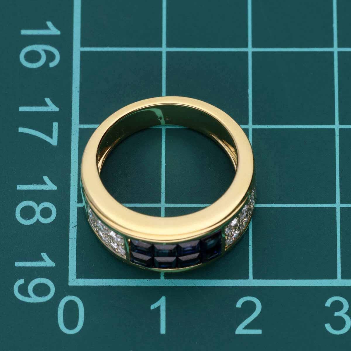 Square Cut Cartier 18 Karat Yellow Gold Diabolo Invisible Set Blue Sapphire Diamond Ring For Sale