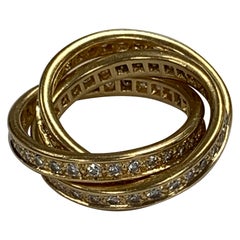 Cartier 18 Karat Yellow Gold Diamond 1.55 Carat Trinity Ring