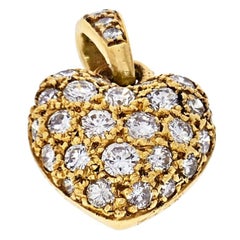 Cartier 18 Karat Yellow Gold Diamond Heart Charm Pendant