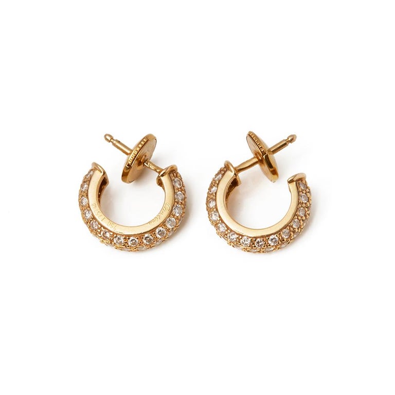 Cartier 18 Karat Yellow Gold Diamond Huggie Hoop Mimi Earrings at 1stDibs
