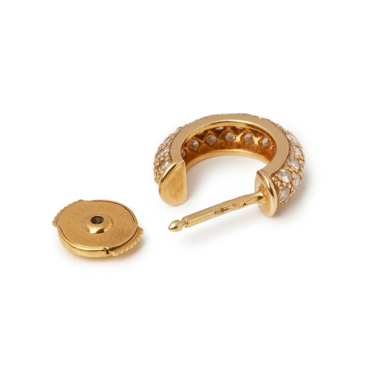 Cartier 18 Karat Yellow Gold Diamond Huggie Hoop Mimi Earrings at 1stDibs
