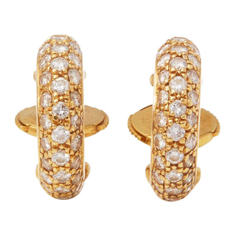 Cartier 18 Karat Yellow Gold Diamond Huggie Hoop Mimi Earrings at 1stDibs