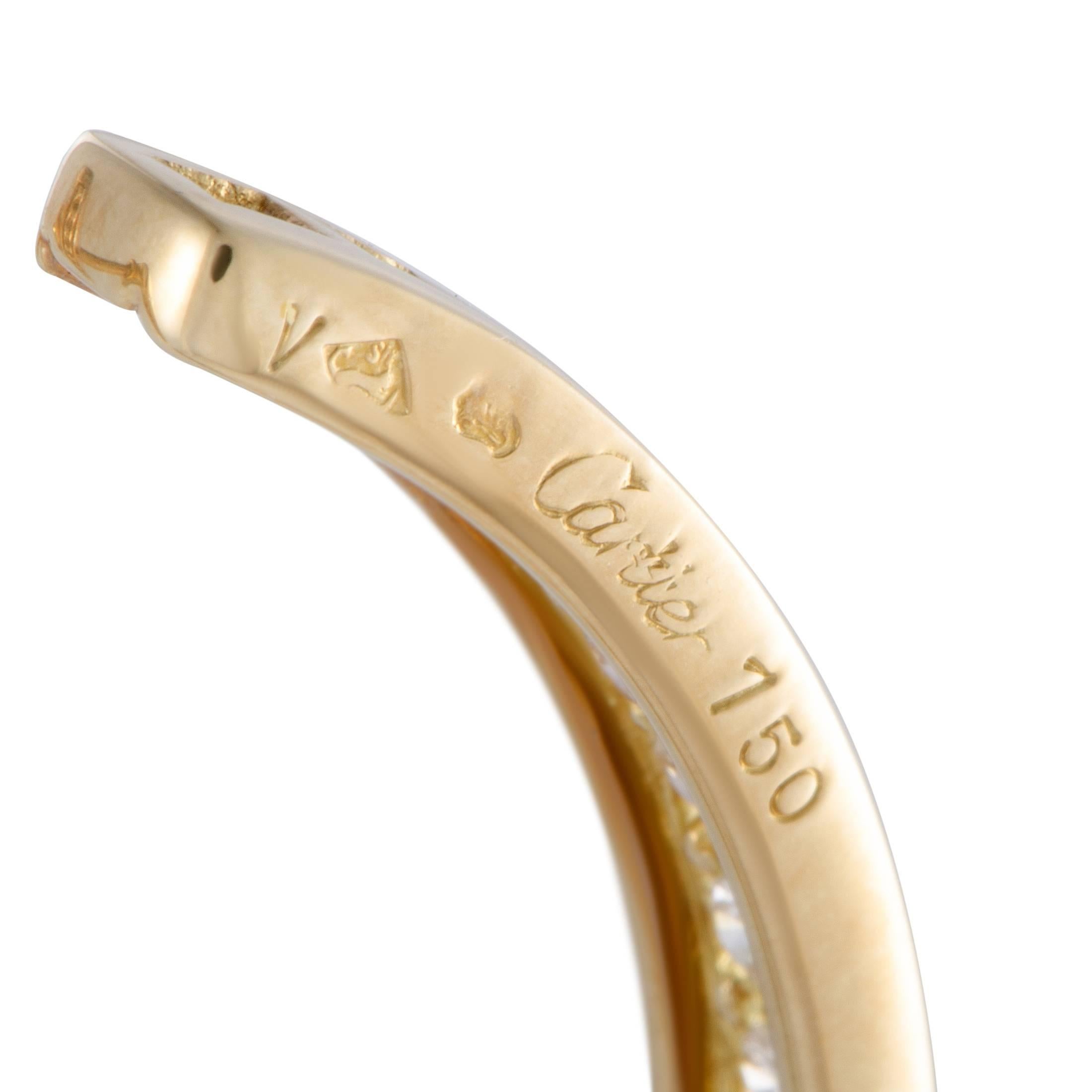 Women's Cartier 18 Karat Yellow Gold Diamond Inside Out Large Hoop Earrings