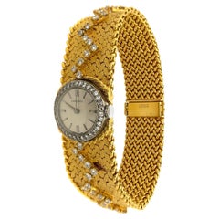 Orologio da polso Cartier con movimento Longines in oro giallo 18 carati e diamanti