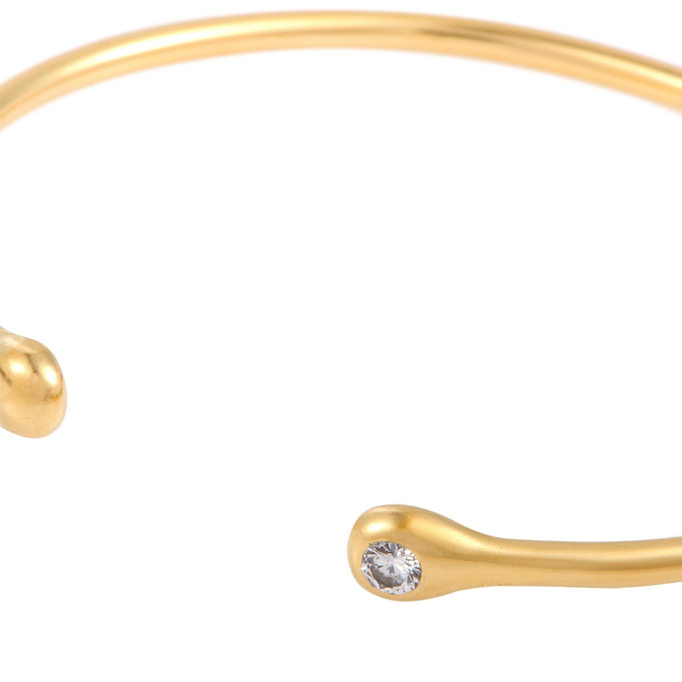 Cartier 18 Karat Yellow Gold Diamond Open Bangle Bracelet In Excellent Condition In Southampton, PA