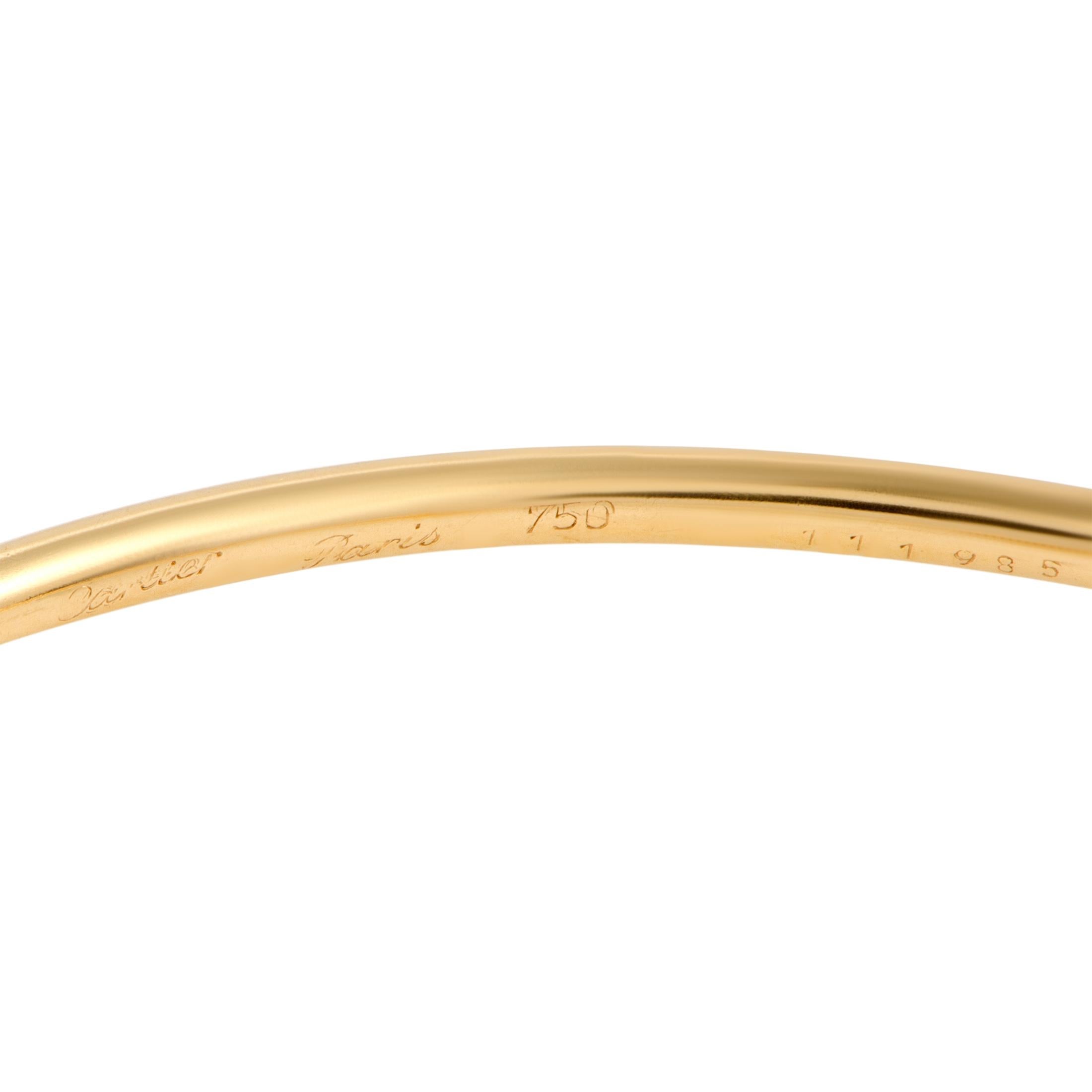Women's Cartier 18 Karat Yellow Gold Diamond Open Bangle Bracelet