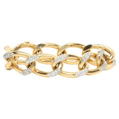 Cartier 18 Karat Yellow Gold Diamond Oval Link Bracelet 
