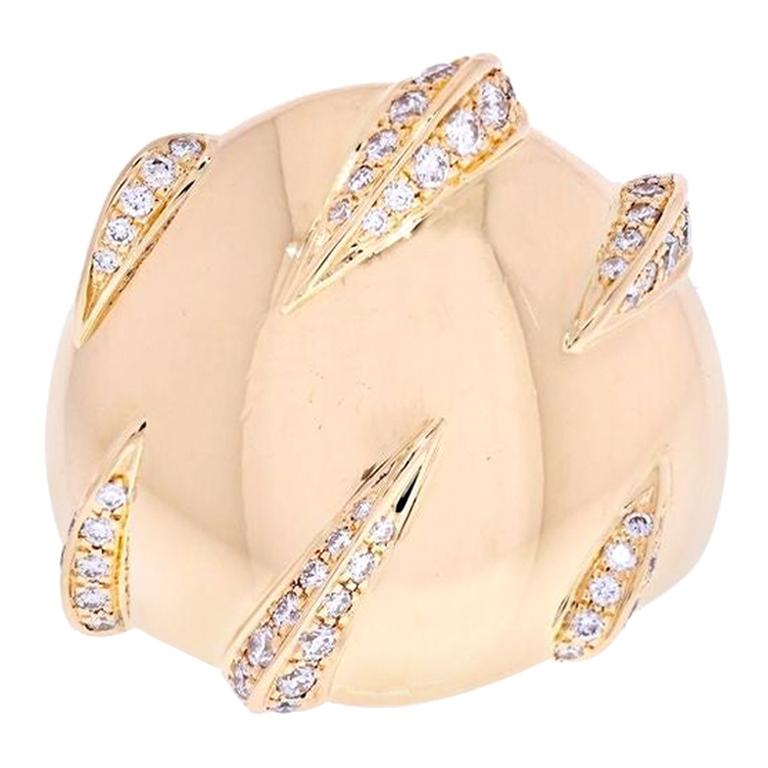 Cartier 18 Karat Yellow Gold Diamond Panthere Stripes Ring