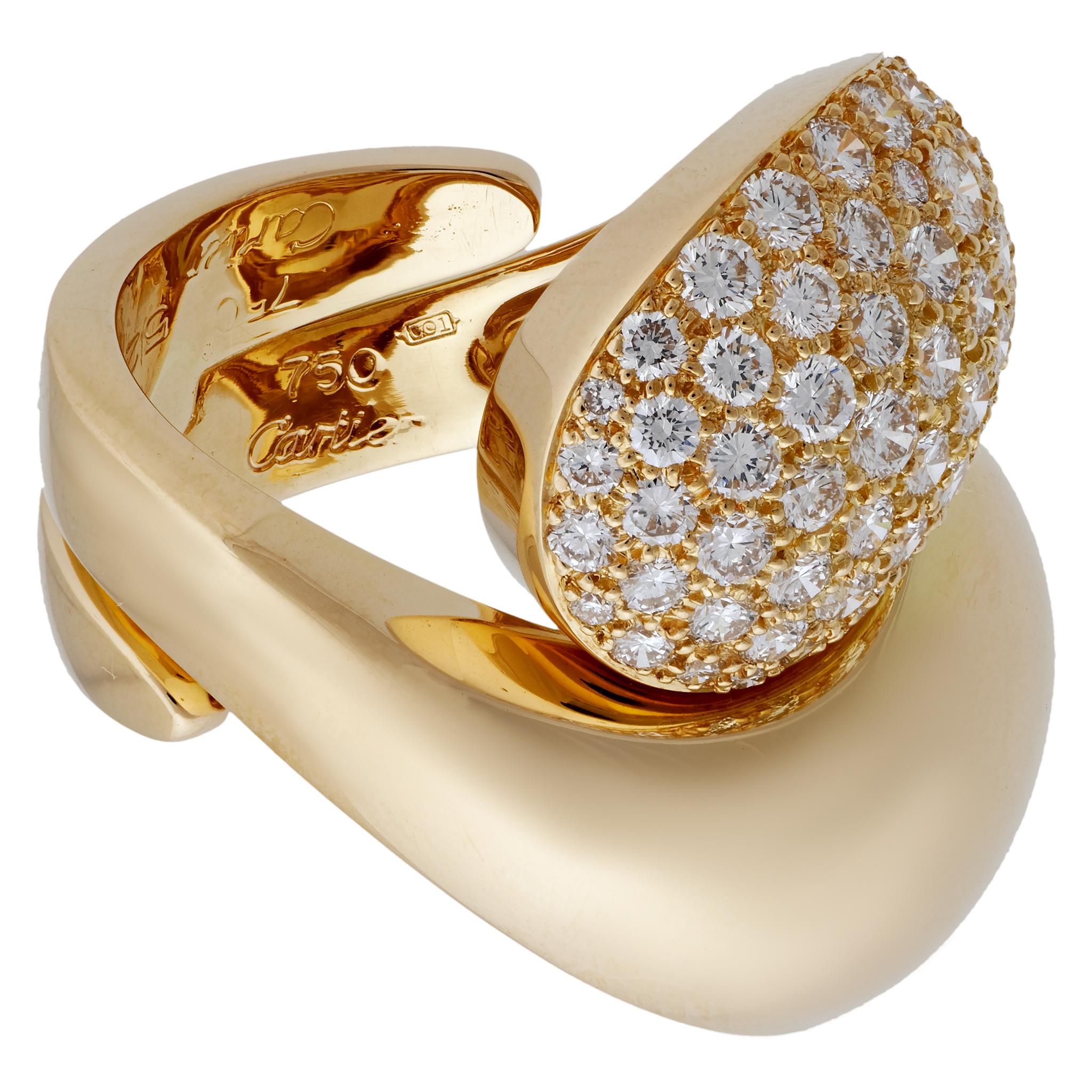 Women's Cartier 18 Karat Yellow Gold Diamond Ring