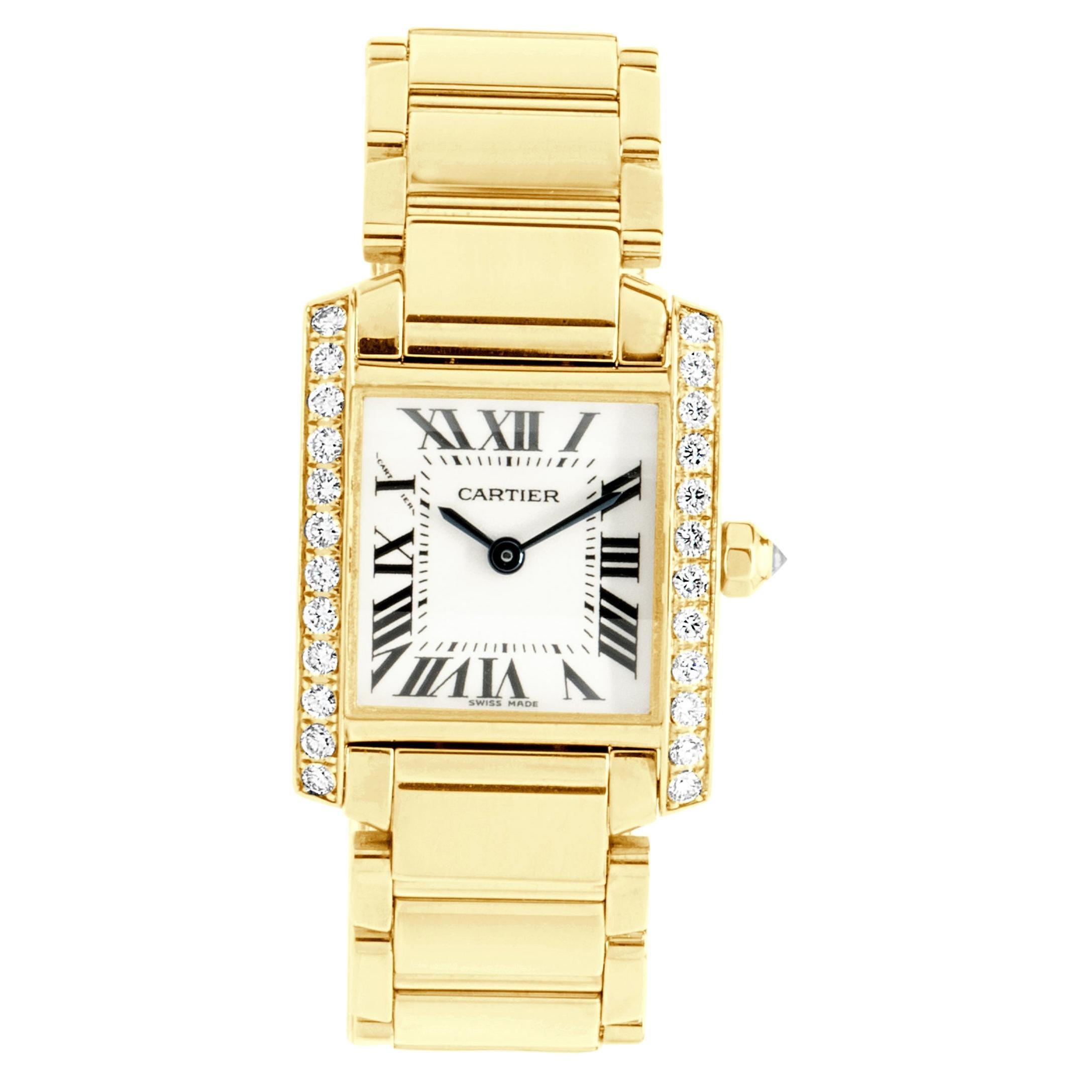 Cartier 18 Karat Yellow Gold Diamond Tank Francaise  