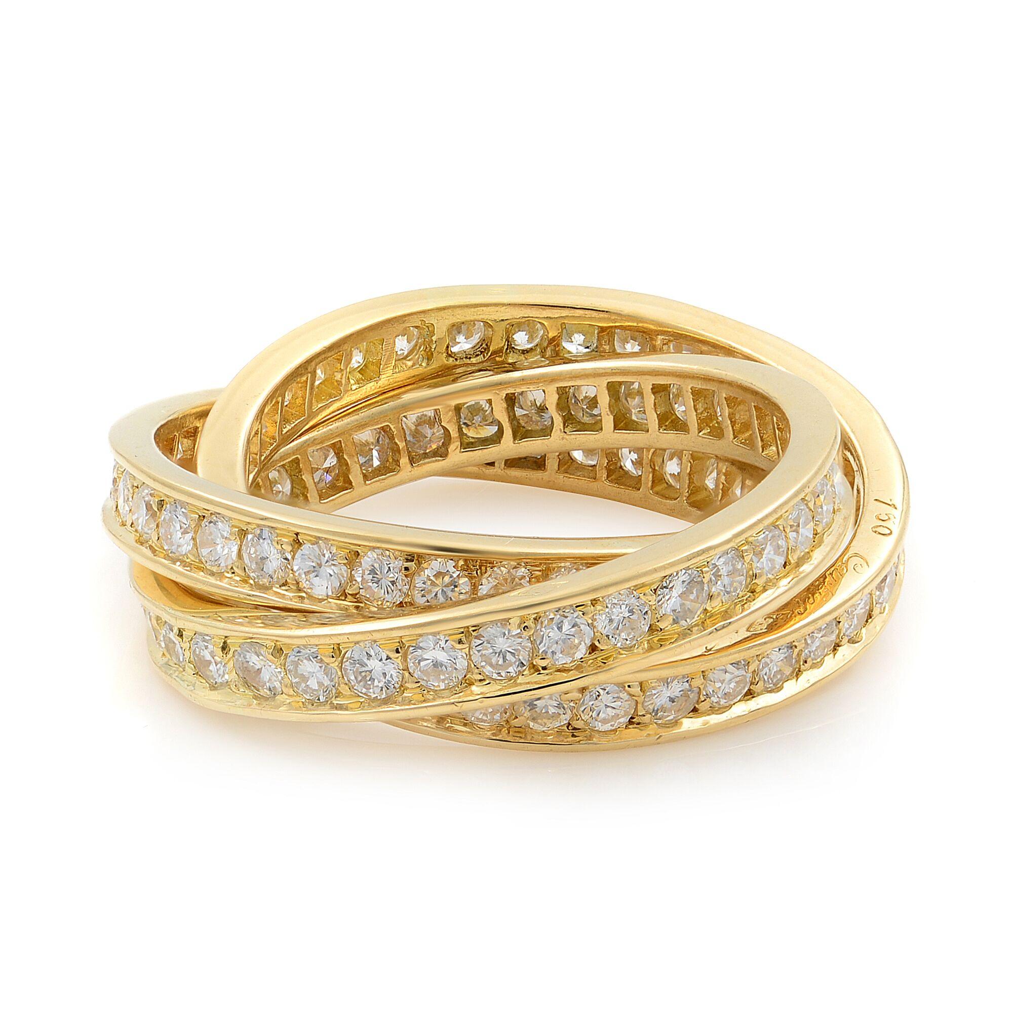Cartier 18 Karat Yellow Gold Diamond Trinity Ring 1.55 Carat 1