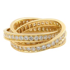 Cartier 18 Karat Yellow Gold Diamond Trinity Ring