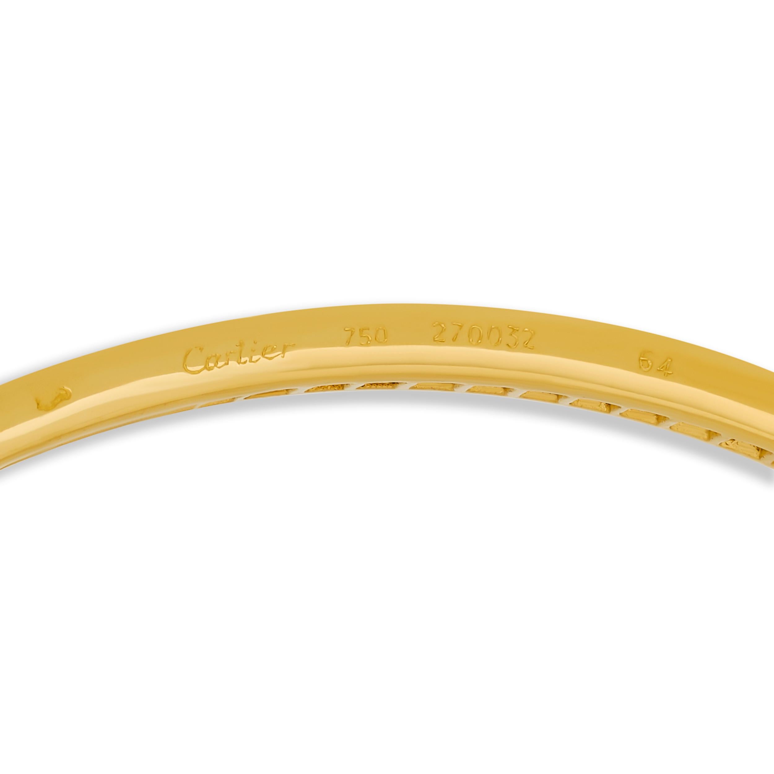 Cartier 18 Karat Yellow Gold Diamond Trinity Rolling Bangle Bracelet In Excellent Condition For Sale In Philadelphia, PA