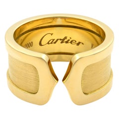Cartier 18 Karat Yellow Gold Double Cc Logo Open Wide Band