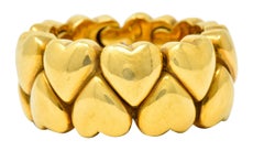 Cartier 18 Karat Yellow Gold Double Coeurs Heart Band Ring, circa 1994