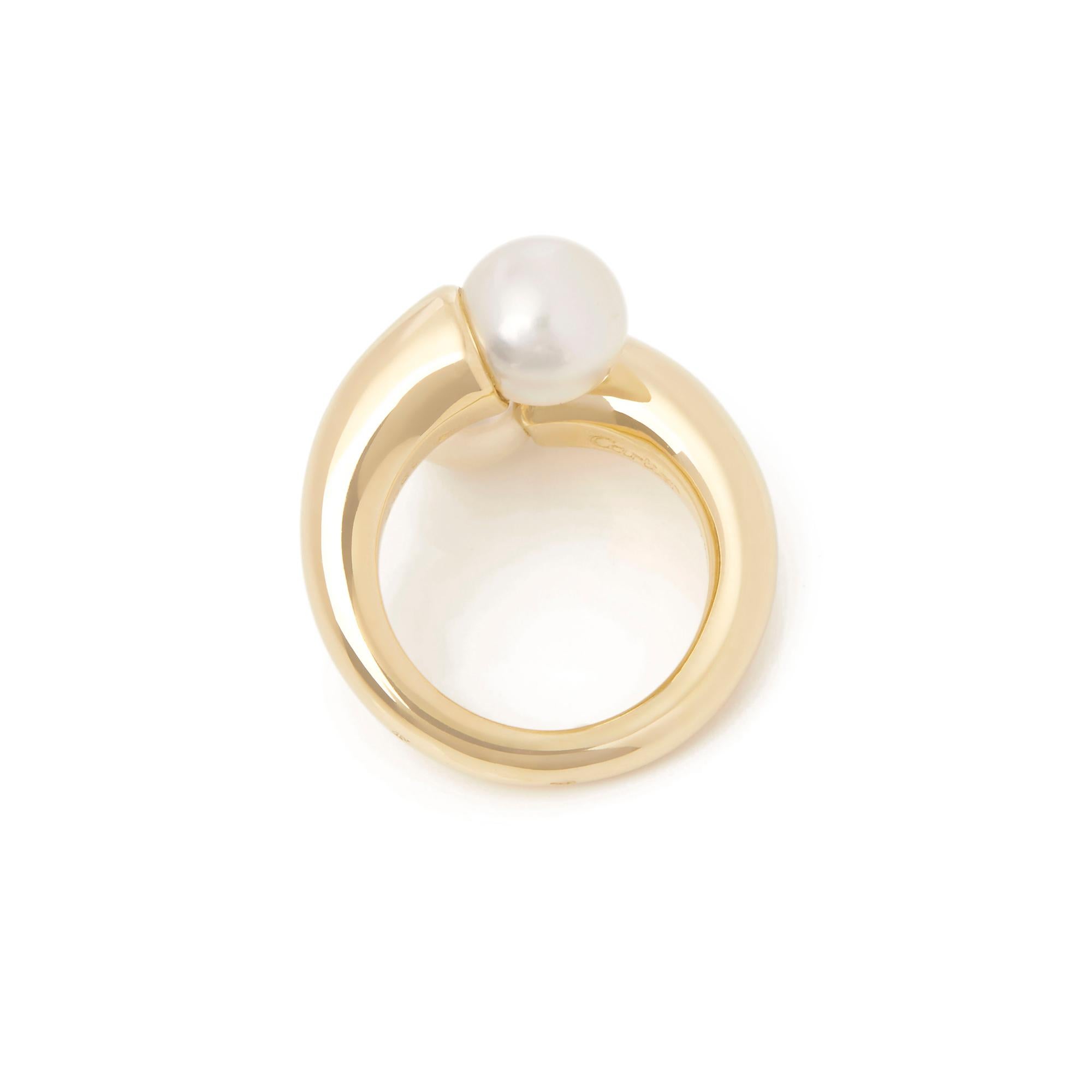 Cartier 18 Karat Yellow Gold Double Cultured Pearl Ring 1
