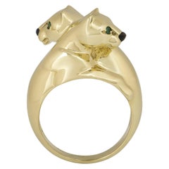 Cartier 18 Karat Yellow Gold Double Panthere De Cartier Ring