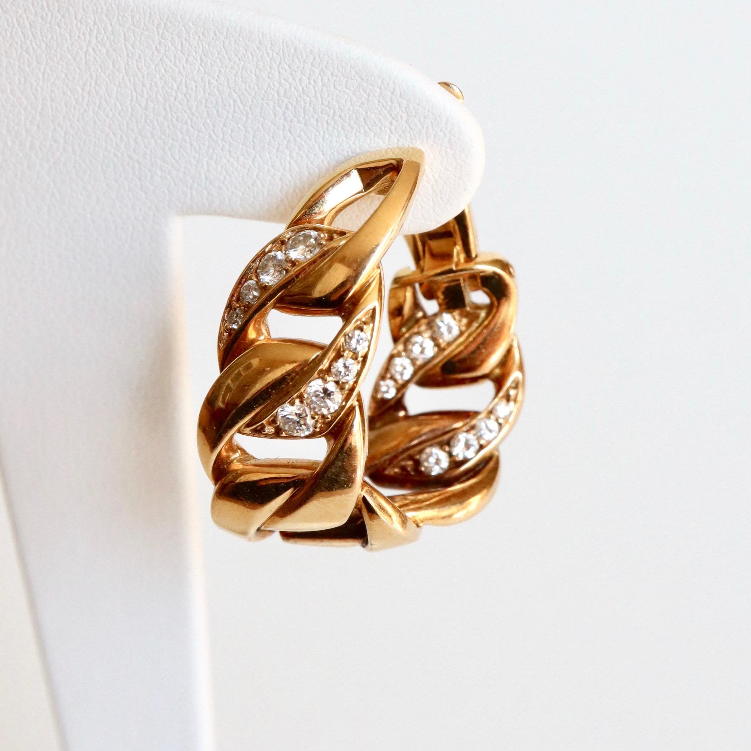 Cartier 18 Karat Yellow Gold Earrings and Diamonds Clips im Zustand „Gut“ im Angebot in Paris, FR