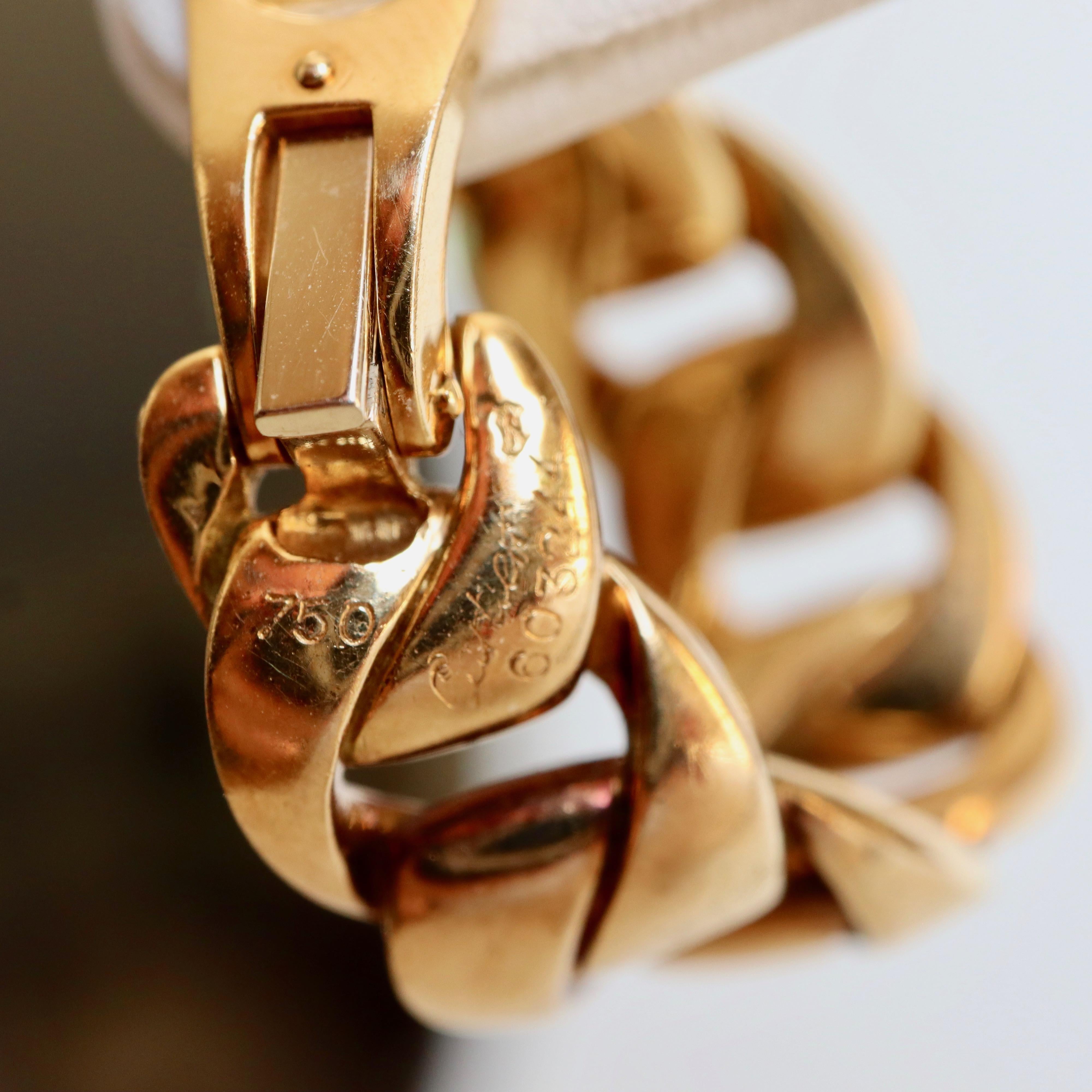 Women's Cartier 18 Karat Yellow Gold Earrings and Diamonds, Rigid Curb Links Clips
