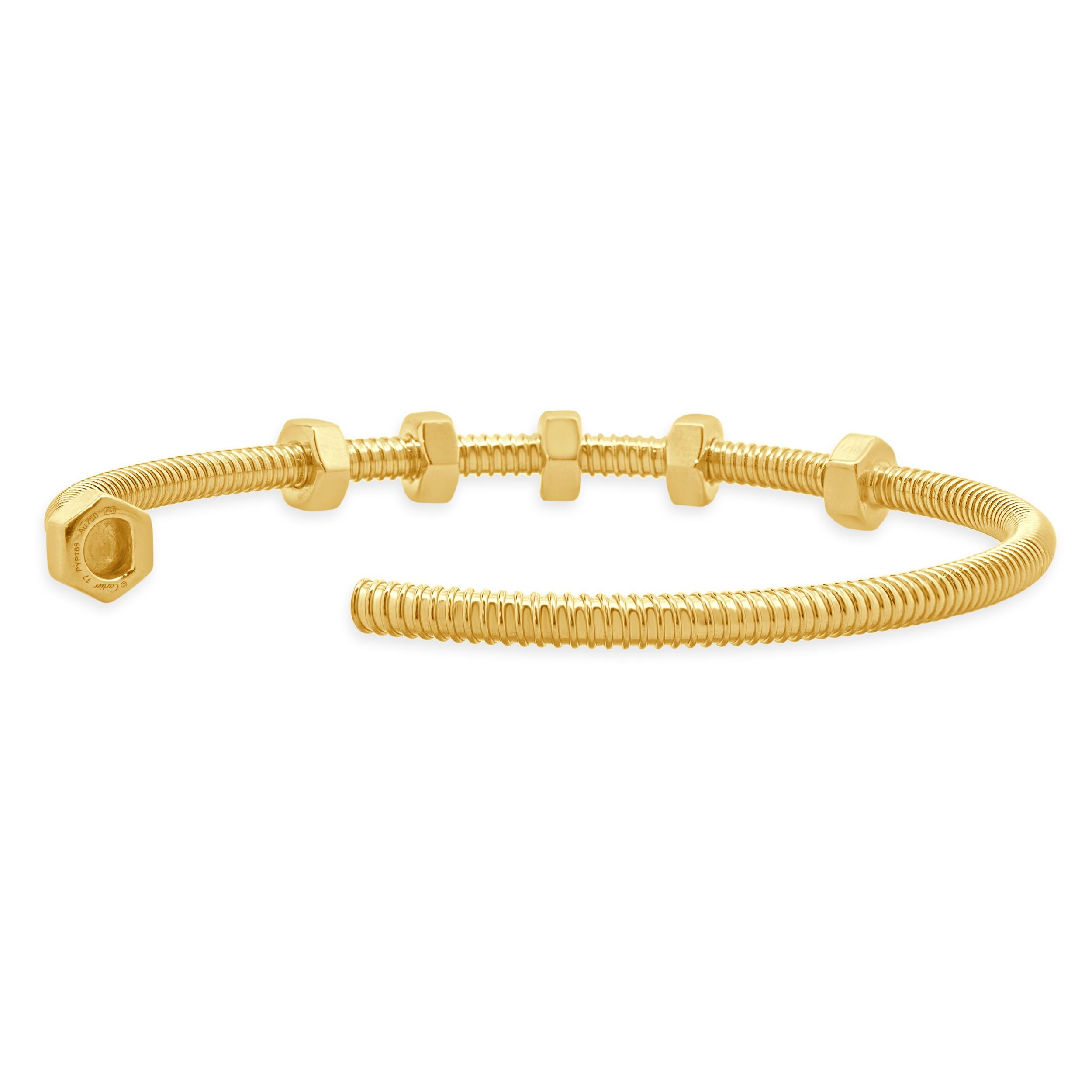 Women's or Men's Cartier 18 Karat Yellow Gold ECrou De Cartier Bracelet For Sale
