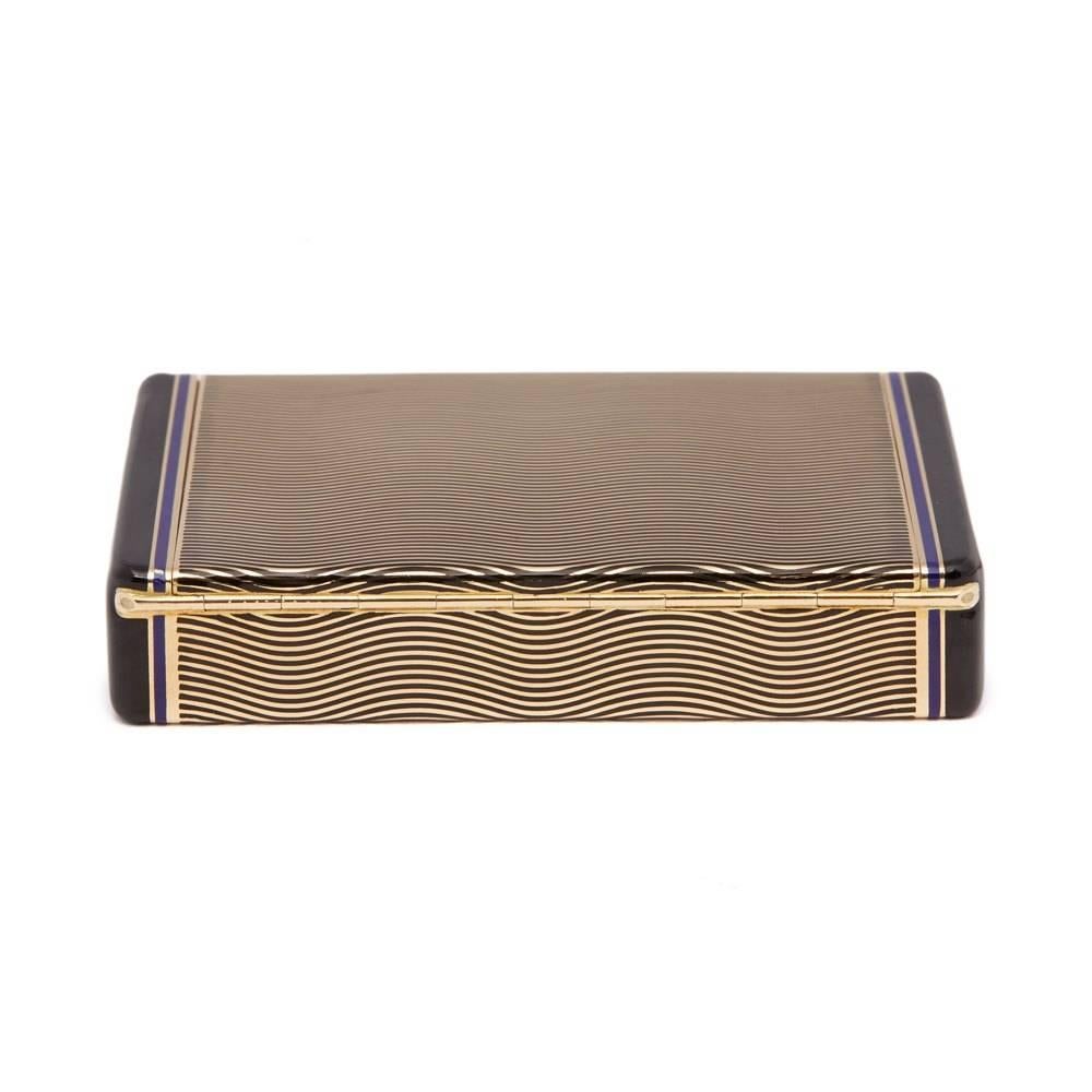 Women's or Men's Cartier 18 Karat Yellow Gold Enamel Art Deco Vanity Case