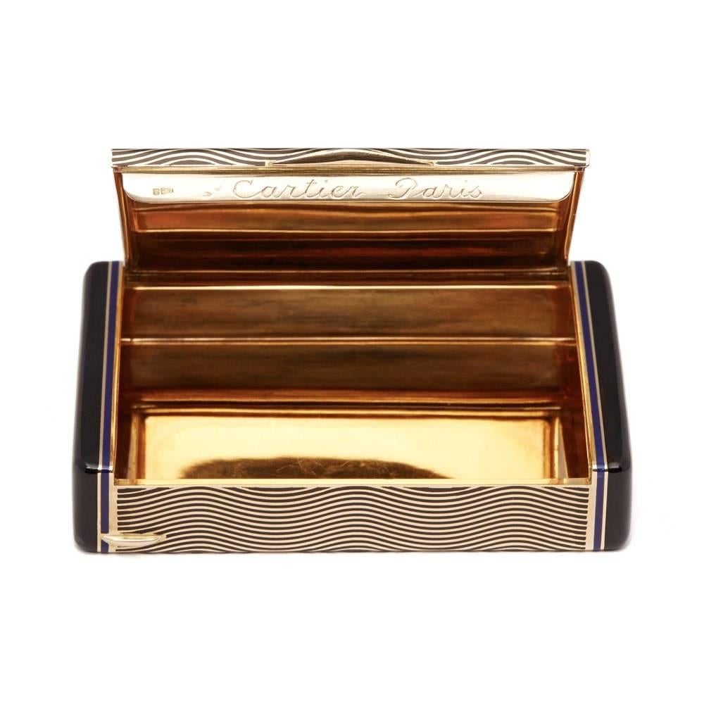 Cartier 18 Karat Yellow Gold Enamel Art Deco Vanity Case 3