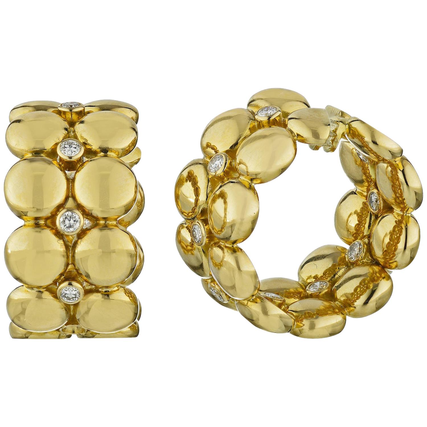 Cartier 18 Karat Gold Diamond Heart ClipOn Earrings 1.00 Carat at