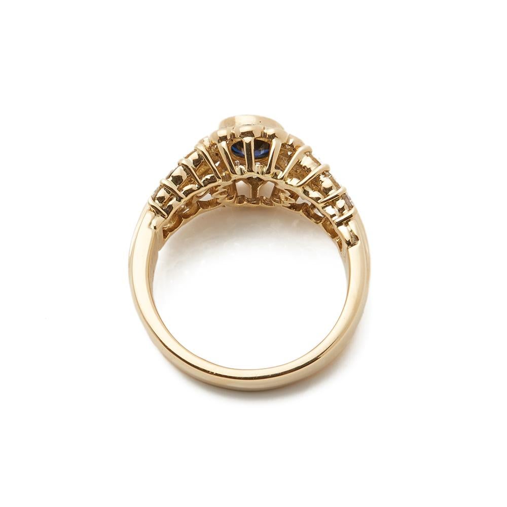 Women's Cartier 18 Karat Yellow Gold GIA Certified Oval Sapphire Diamond Vintage Ring