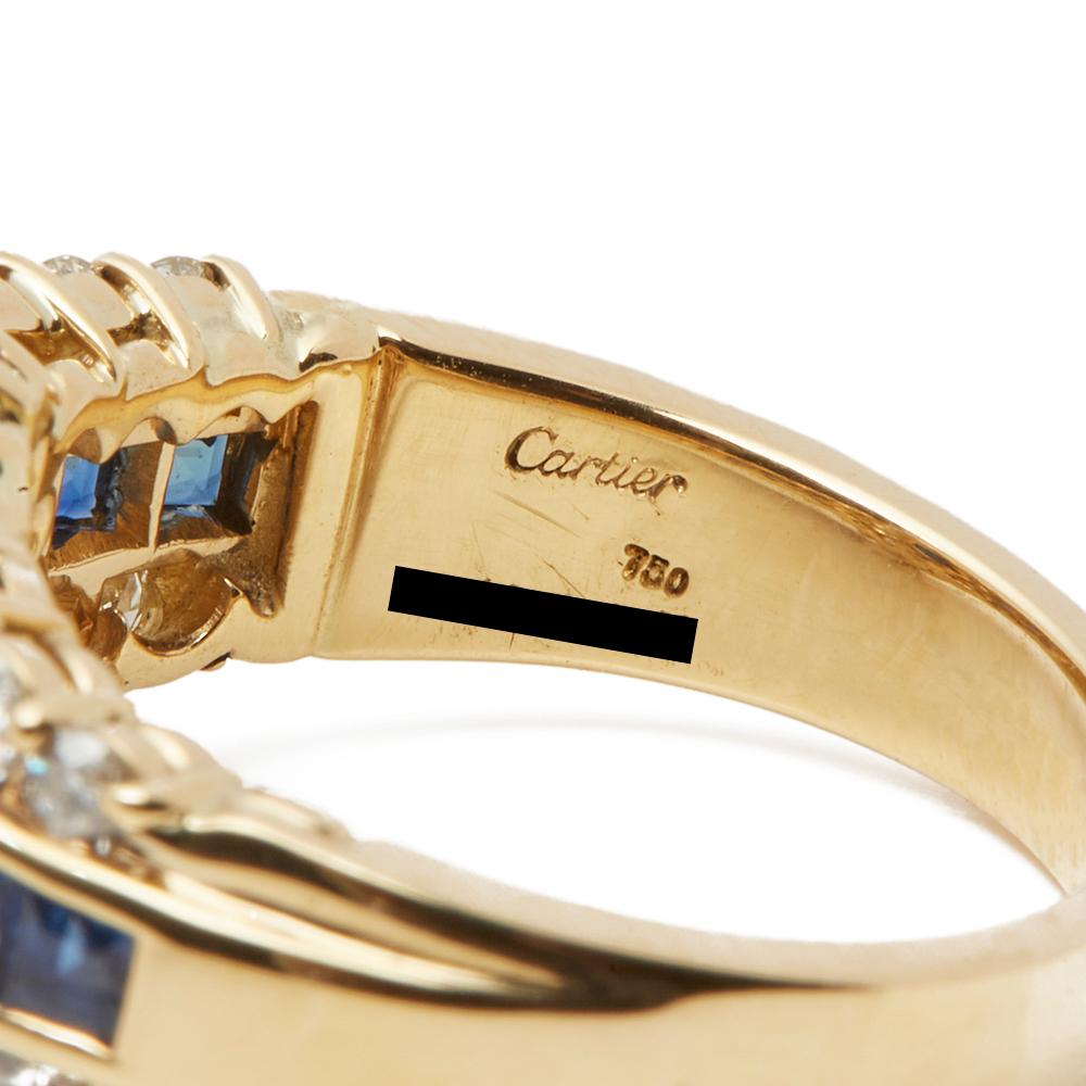 Cartier 18 Karat Yellow Gold GIA Certified Oval Sapphire Diamond Vintage Ring 1