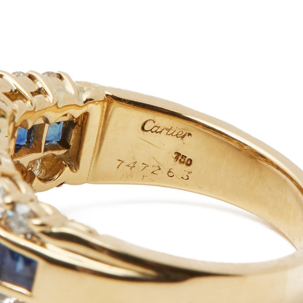 Cartier 18 Karat Yellow Gold GIA Oval Cut Sapphire Diamond Vintage Ring In Excellent Condition In Bishop's Stortford, Hertfordshire