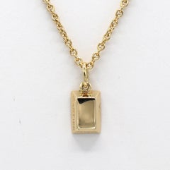 Cartier 18 Karat Yellow Gold Gold Bar Pendant Charm Chain Link Necklace