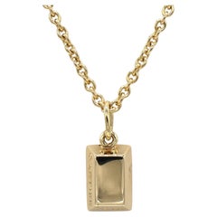 Cartier 18 Karat Yellow Gold Gold Bar Pendant Charm Chain Link Necklace