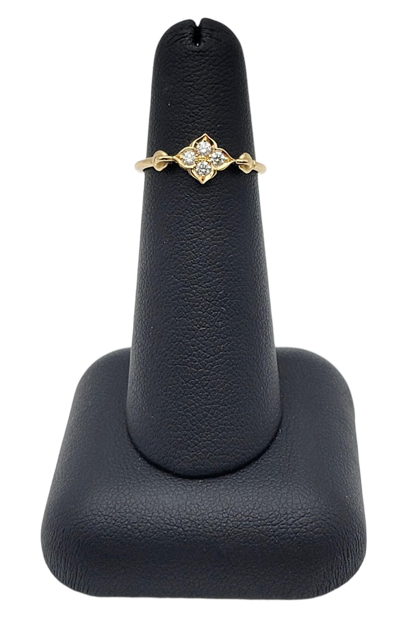 Cartier 18 Karat Yellow Gold Hindu Floral Band Ring with 4 Round Diamonds 1